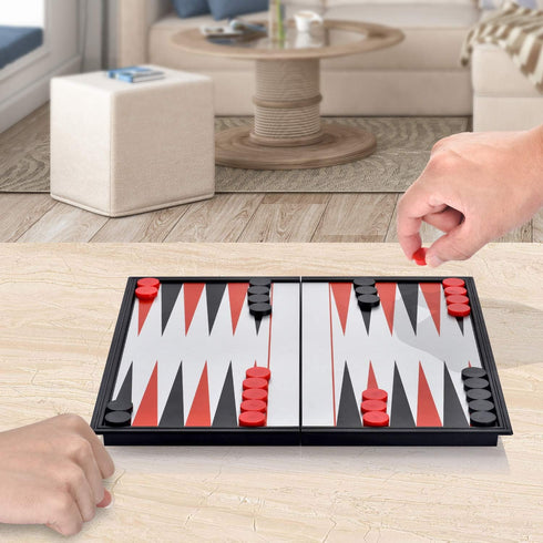 Magnetic Backgammon Board Game Set, Folding Travel Games for Kids and Adults