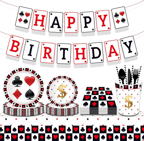 Lecpeting 2 Pcs Casino Tablecloth, Plastic Table Covers 87 x 51 Inches for Poker Birthday Party Supplies