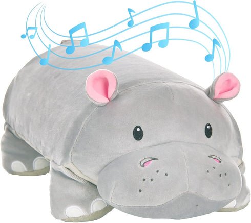 Gloria The Hippo Memory Foam 15” Pillow with Wireless Headphone Speakers for Music, Videos, or Soothing White Noise
