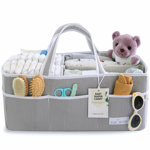Lily Miles Baby Diaper Caddy - Organizer Tote Bag for Infant Boy