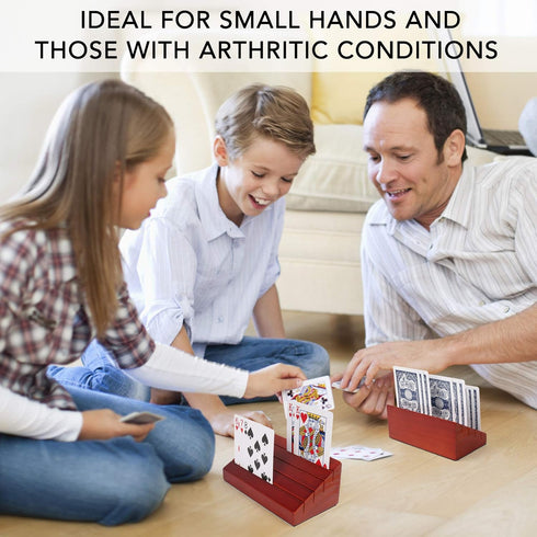 LotFancy Wooden Playing Card Holder for Kids, Adults, Seniors - 2 Pack for Family Game Nights
