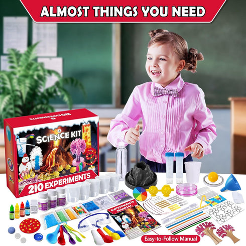 210 Set, UNGLINGA Experiments Science Kit for Kids, Boys Girls Birthday Toys Gifts Idea, Chemistry Volcano, S.T.E.M