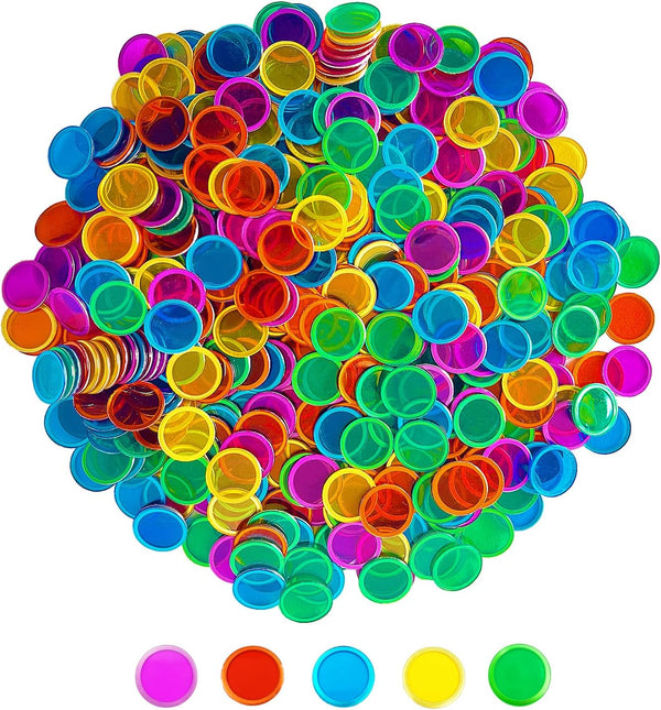 SEETOOOGAMES Magnetic Bingo Chips Counters, 500 Pieces Transparent Counting Game Chips for Classroom