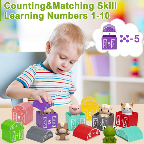 20Pcs Montessori Farm Animals Learning Toys for 1,2,3 Year Old Toddlers | Matching & Sorting Games Gift