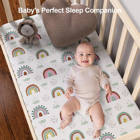 IOCCLH 2 Pack 28x52x8in(Polar Baby Crib Sheets for Boys and Girls Fit for Standard Crib Toddler Mattress Breathable