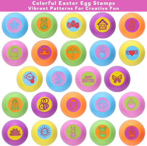 24 Pack Prefilled Easter Eggs With Toys, Stamps with Easter Tattoos Easter Basket Egg Hunt Stuffers, Pre Filled Easter