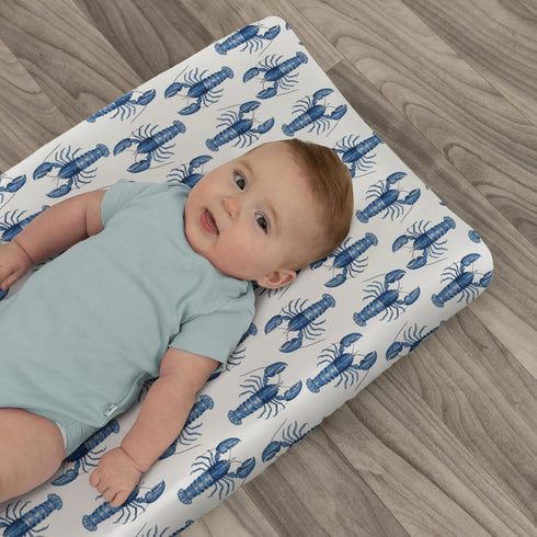 Summer 32''16'' Watercolor Blue Lobster Changing Pad Covers for Baby Girls Boys Nautical Marine Animal Fitted Change