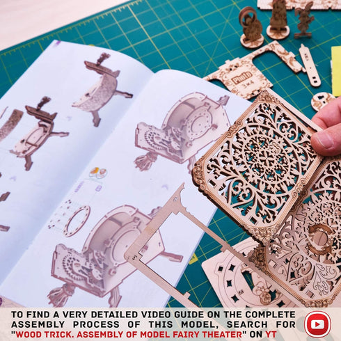 Wood Trick Happy Birthday Fairy Theater Wooden Music Box Kit - 3D Puzzle with Fairy Characters - Hand Crank for Kids &