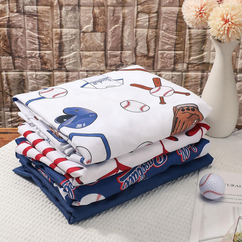 VitalCozy 4 Set 52 28 8 Inches Pcs Baseball Crib Sheet Newborn Bedding Nursery Baby Sheets for Girl Boys Baby Gifts