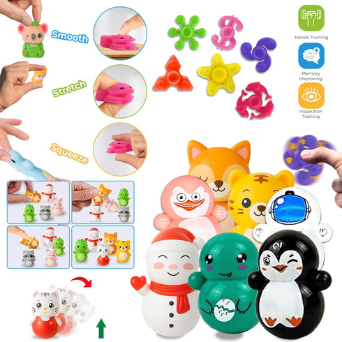 TwCare 125 Pack, Randomly Set 65 Pcs Party Favors Fidget Toys Selected Pop Sensory Stickers Gifts for Kids Adults Boy