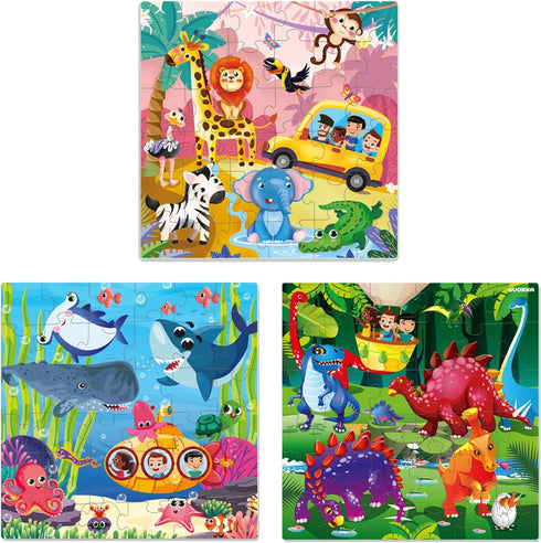 QUOKKA 36 Pieces Magnetic Puzzles for Toddlers 3-5 - Travel Games for Kids Ages 2-4, Animal Car Activities