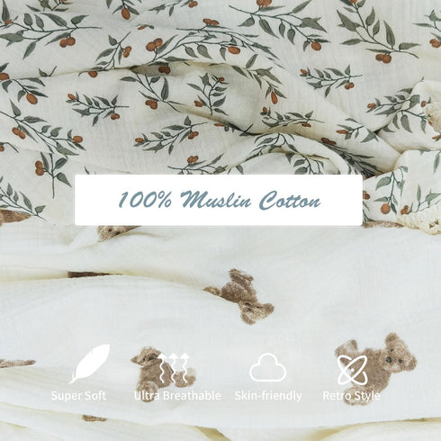 47" x40, insular Cotton Muslin Baby Blanket with Tassel, Boho Bohemian Muslin Swaddle Blanket Baby Receiving Blanket