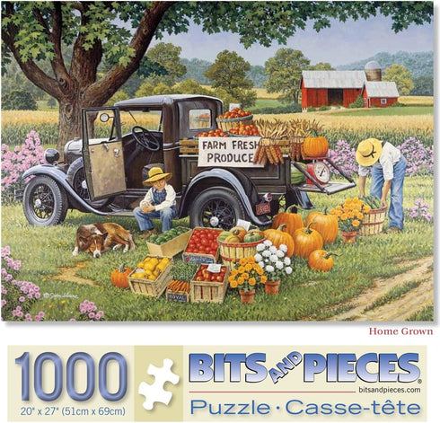 Bits and Pieces - 1000 Piece Jigsaw Puzzles for Adults - ‘Home Grown’ - Fall On The Farm 1000 pc Jigsaw by Artist John Sloane - 20” x 27”