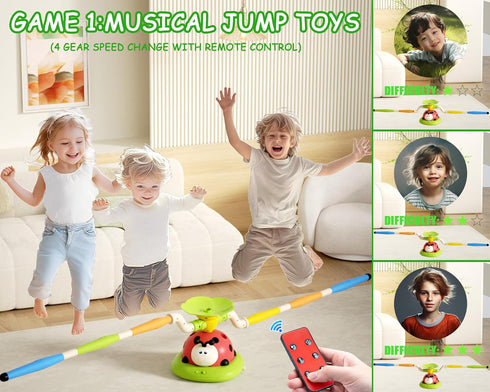 Pobaiyi 5 1 4-8 8-13 in Musical Jump Toys, Toss Ring Game Stomping Launch Rocket Launcher for Kids, Obstacle Avoidance
