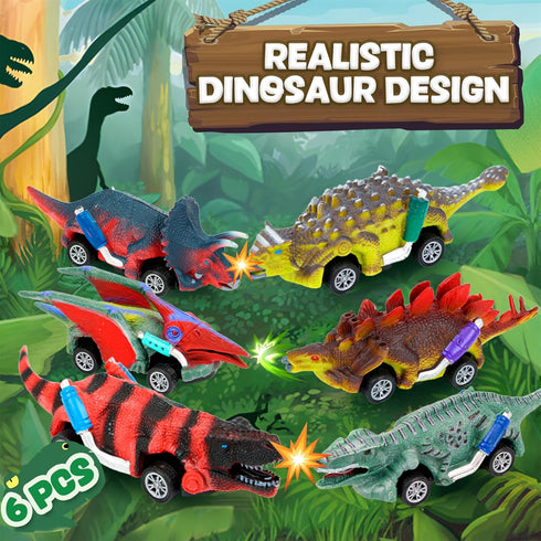 3-5 6 Pack 3 4 5 EASYFUN Dinosaur Toys for Kids Pull Back Toy Cars Dino Toys for and Up Boys Girls Dinosaur Games