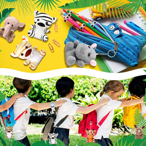 Leitee 10 Pieces Mini Plush Safari Stuffed Animals - 4.8 Inch Jungle Animal Plush Bulk - Lion Tiger Elephant Giraffe