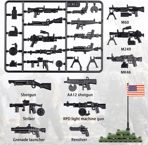 Weapons Pack Military U.S Weapons in Game Toy Set - Accessories Compatible with Major Brands