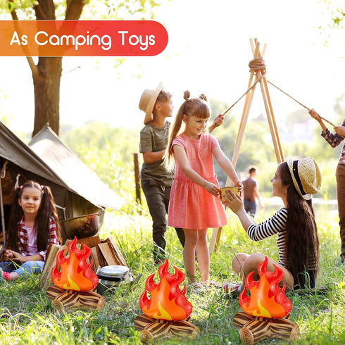 Sumind 4 Pieces Inflatable Campfire Props | 12 Inch Fake Camping Party Decoration for Indoor and Outdoor Games