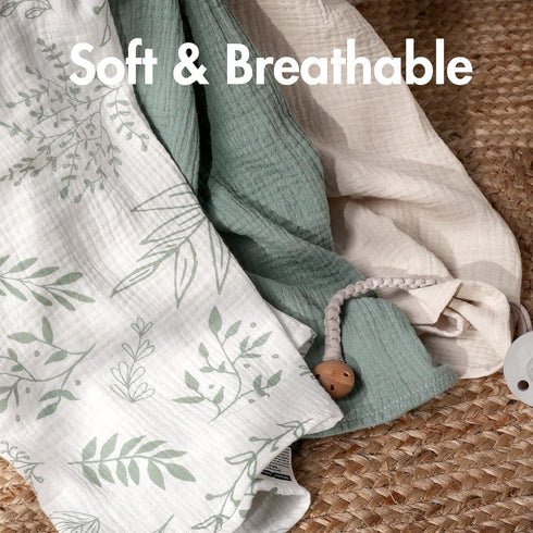 Muslin Swaddle Blankets for Newborn, 3 Pack, Large 38 x 40 inches Breathable Soft Receiving Blanket, Toddler Gift