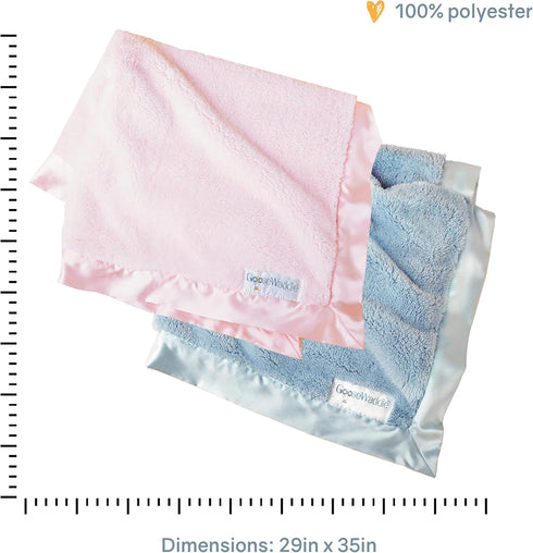 Trimmed 100% (29x35 Inches) GooseWaddle Luxury Silky Smooth, Satin Baby Blanket, Polyester Machine Washable Blankie