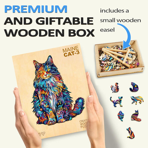 Wooden Puzzles for Adults: Cat Puzzles, 220 Pieces Fun Kitten Shaped Wood Puzzles - Christmas Halloween Gifts