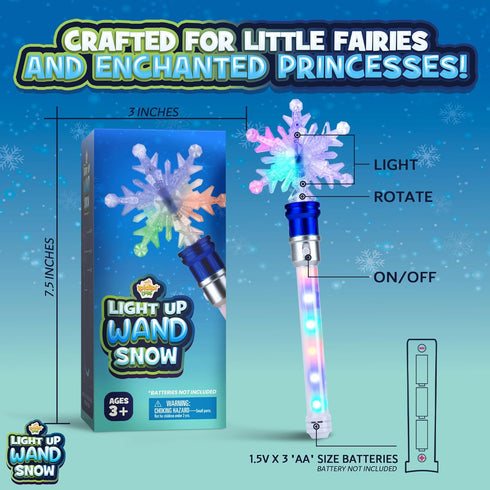 IPIDIPI TOYS Snowflake Wand - Spinning Light Up Magic Wand for Kids, Princess Fairy, Easter Basket Stuffers, Gifts for