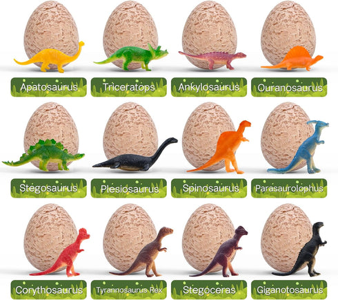 DoDoMagxanadu Dinosaur Eggs Excavation Kit - 12 Dino Eggs for Boys, STEM Party Favors for Ages 3-7+