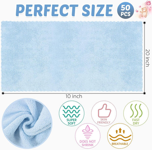 50 Pack 20''x10'' Newwiee Baby Burp Cloths Absorbent Burping Cloths for Girl Boy Large Baby Rags Towels for Newborn