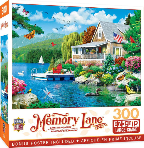 Masterpieces 300 Piece EZ Grip Jigsaw Puzzle - Lakeside Memories - 18"x24"