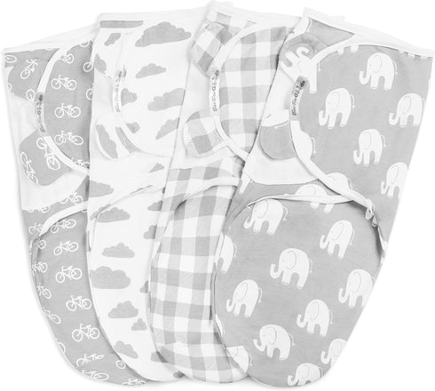 BaeBae Goods Swaddle Blanket, Adjustable Infant Baby Swaddling Wrap Set of 4, Baby Swaddling
