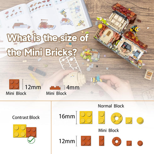 Set 7-9 1242 Honey Workshop Mini Building Blocks, MOC Creative Building Toys Model for Years Old Girls Boys, PCS