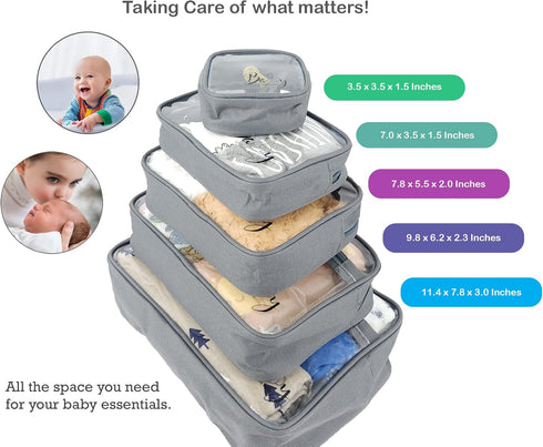 5 Set, Piece Diaper Bag Organizer Pouch Clear with Straps and Pacifier Case