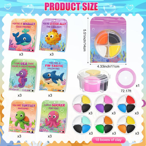 18 Sets Set Capoda Ocean Air Dry Clay Kit for Kids Sea Animal Craft Kit Gifts DIY Modeling Clay Art Crafts for Kids