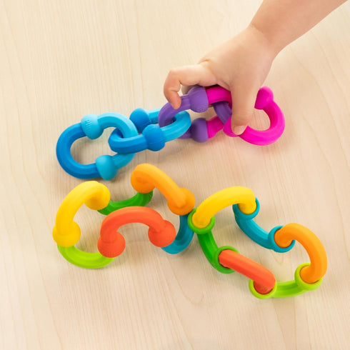 Set 3 12 Fat Brain Toys Plip Links, Silicone Building Toys for Creative Play, Creative Construction Play