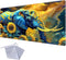 Elephant in Sunflower Field Premium Stitched Playmat for MTG & TCG, Colorful Thick Cloth Fabric, Rubber Bottom for