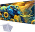 Elephant in Sunflower Field Premium Stitched Playmat for MTG & TCG, Colorful Thick Cloth Fabric, Rubber Bottom for