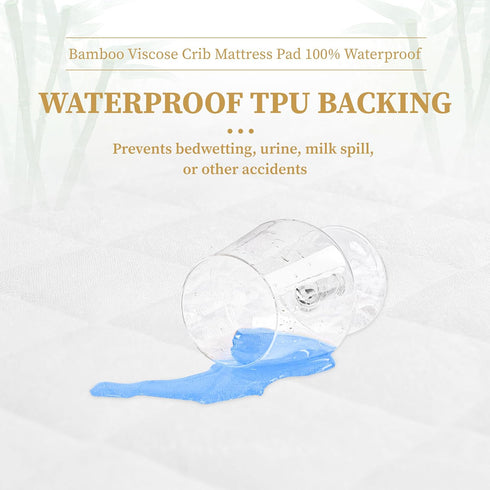 2 Pack (28x52 Inches) Safe and Sound Bamboo Viscose Crib Mattress Protector, Waterproof Quilted Crib Mattress Pads