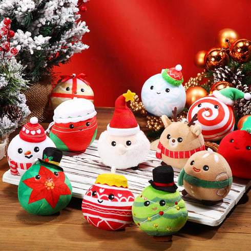 Aoriher 12 Pcs Christmas Plush Ornaments, 3.15 Inch Plush Doll Toy for Xmas Party Favor Gifts