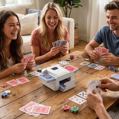 1-2 (2000mAh) Automatic Card Shuffler Deck, Rechargeable Card Shuffler Machine, Portable One-Press Electric Poker