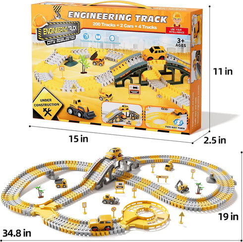 3 4 5 6 2PCS 4 2 3 4 5 6+ iHaHa Toddlers Construction Race Tracks Toys Gifts for Years Old Boys Kids, Electric Race
