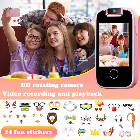 PTHTECHUS Kids Phone Toys - Toddler Touchscreen MP3 Music Player with Dual Camera, Educational Learning Gifts for Ages