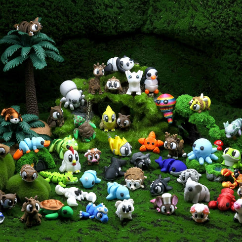YoukkbbL 50 3D Set, 3D Pcs Mini Printed Animals Figurines Printed Toys for Kids, Easter Basket Stuffers for Boys