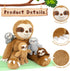 Tezituor Sloth Stuffed Animal with Babies - 5 Pcs Large Mommy Sloth with 4 Baby Plush Toys
