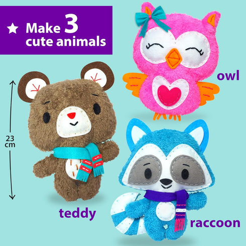 7 8 9 10 11 12 3 KRAFUN Sewing Kit for Kids Age Beginner My First Art & Craft, Includes Stuffed Animal Dolls Teddy