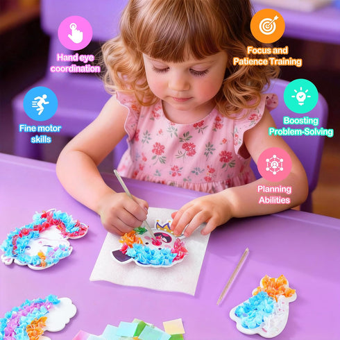 creative kimi 9PC 4-8 6-12 Set Poke Art Kit for Girls Ages | Princess Theme DIY Craft Kit | Mess-Free Fabric Puncture