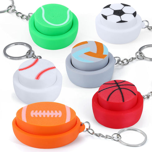 12 3D JOYIN Pcs Sports Balls Fidget Clicker Toys, Printed Sensory Toy Clicker Keychain Fidget Toys for Relief Stress