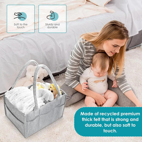 Cute Castle 2 Pack Diaper Caddy Organizer - Portable Baby Caddy Organizer with Handle, Nursery Storage Bin and Car