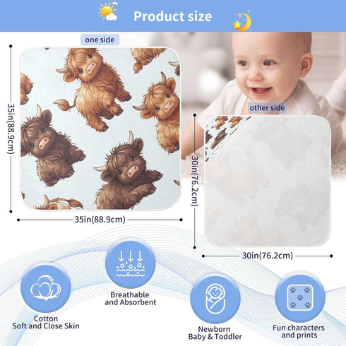 WELLDAY 30x30 Inch Highland Cows Hooded Baby Bath Towels, Cotton Soft Hooded Towel for Babies - Absorbent Baby Bath