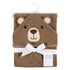 Unisex Cotton Animal Face Hooded Towel for Babies - Brown Bear Design, One Size