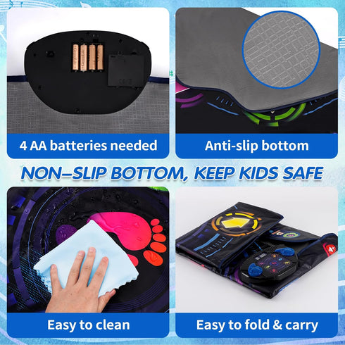 6-Button, 9 3 4-8, 8-12 Kids Electronic Dance Pad with Music Dance Game Mat with Built-in Music Levels and Modes